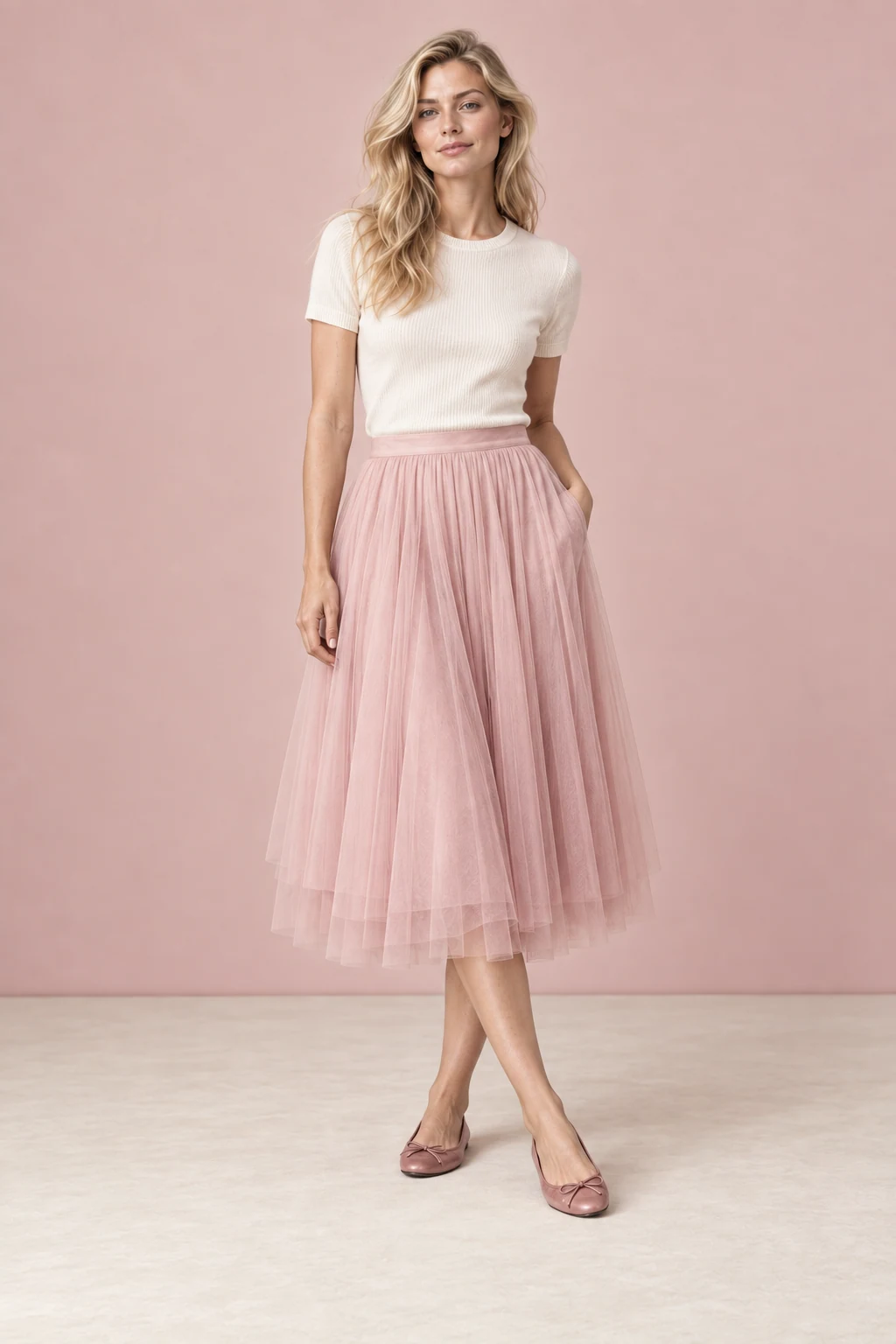 The ballet tulle skirt, shown on the sample model