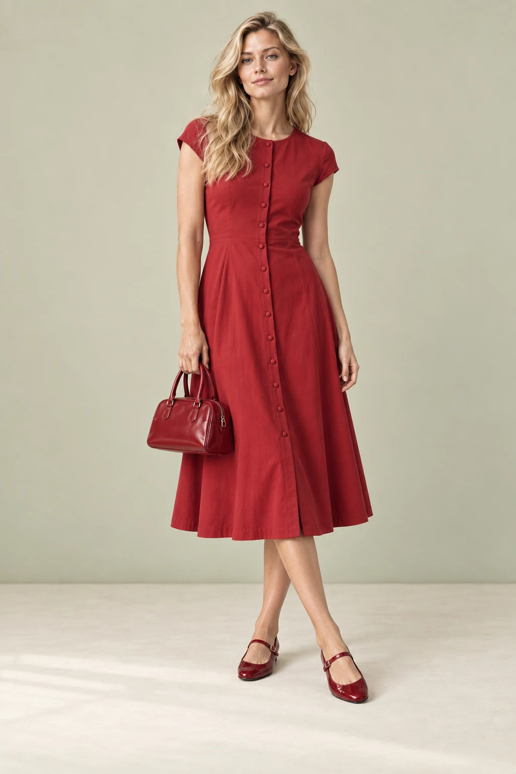 Cherry on top dress on Dolly’s sample model