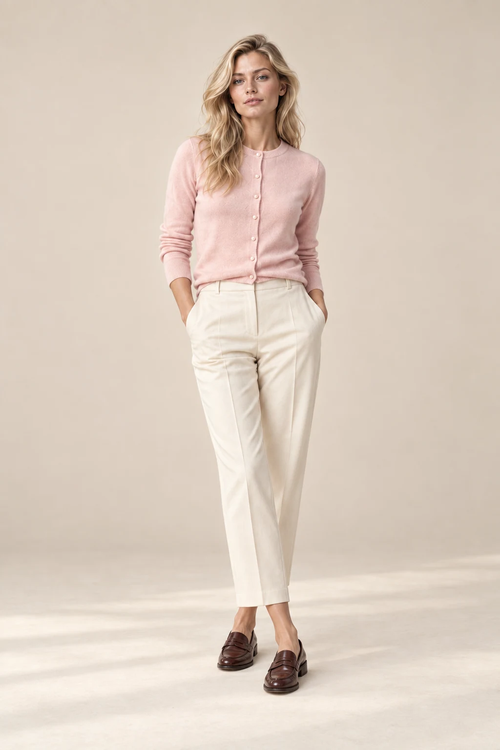 The espresso loafer, shown on the sample model