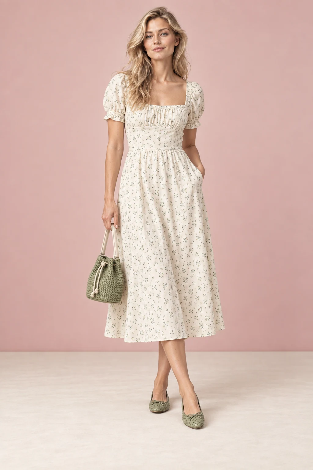Sunday flowers dress on Dolly’s sample model