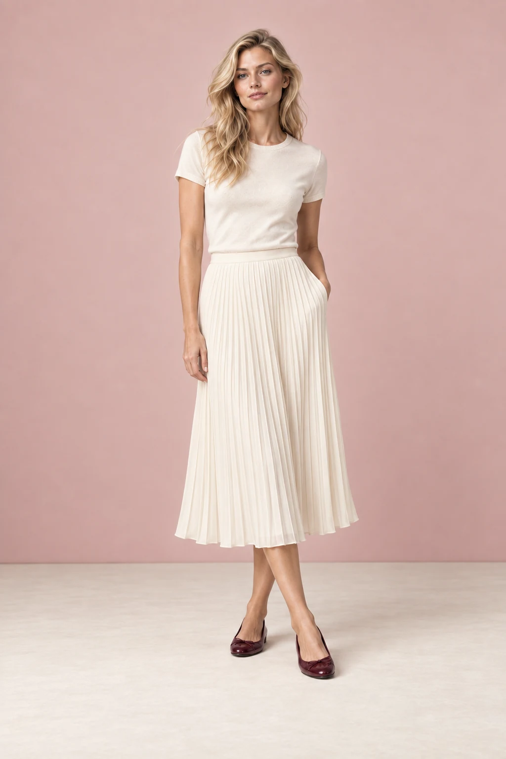 The ivory pleat, shown on the sample model