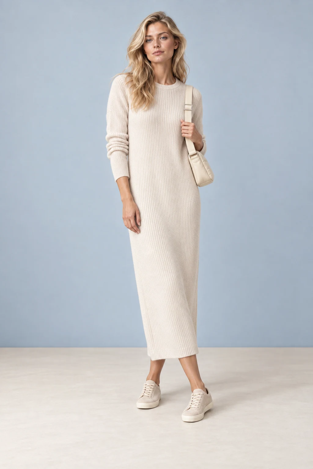 Soft landing dress on Dolly’s sample model